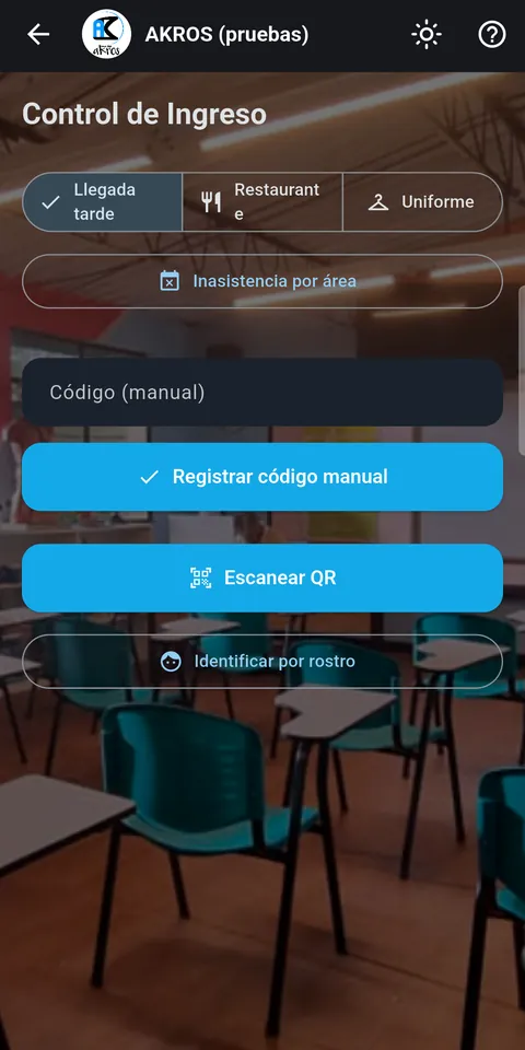 App AKROS: control de ingreso con código, QR o rostro
